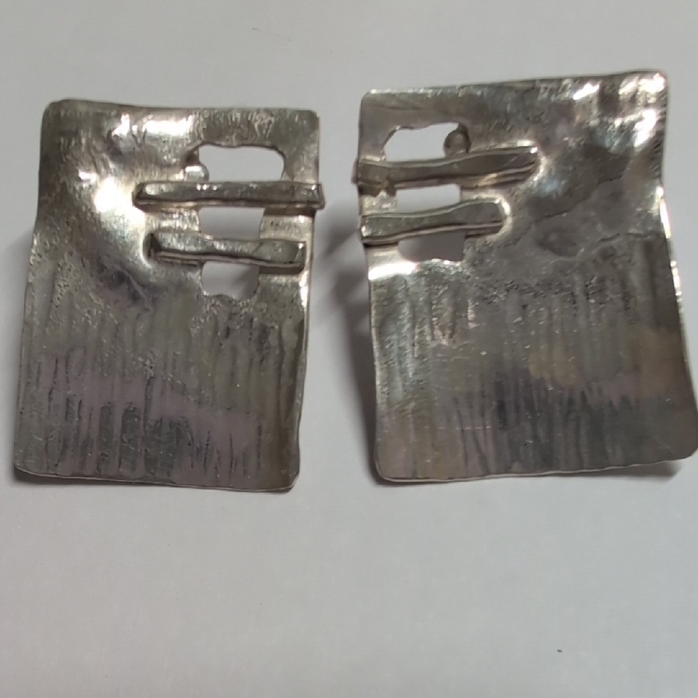 Source Unknown Silver Geometric Earrings - image 1